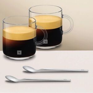 Nespresso Glass Vertuo Gran Lungo Cups with Spoons